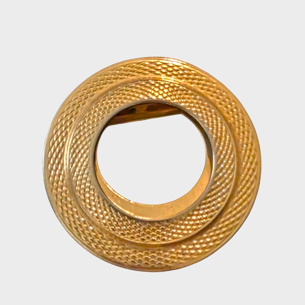 Vintage Gold Scarf Clip Textured Circular Mid Century Retro Accessory